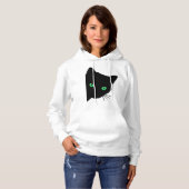 Pull À Capuche chat noir aux yeux verts (Devant entier)