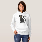 Pull À Capuche Chat noir Halloween (Devant entier)