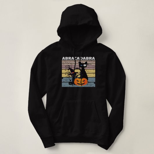Pull À Capuche Chat noir Kitty Abracadabra sorcière chats hallowe (Design devant)
