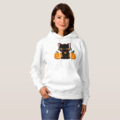 Pull À Capuche Chat noir mignon et citrouilles Halloween (Devant entier)