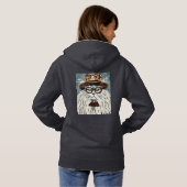 Pull À Capuche Chat portant un casquette et lunettes (Dos entier)