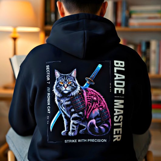 Pull À Capuche Chat Ronin Cyberpunk - Cadeau Cool pour les Amateu