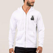 Pull À Capuche Chat samouraï avec katana, noir et jaune (Devant)