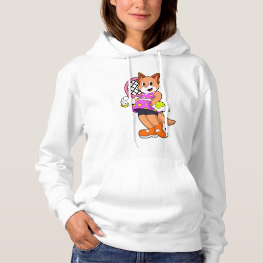 Pull À Capuche Chat Tennis avec raquette de tennis (Devant)