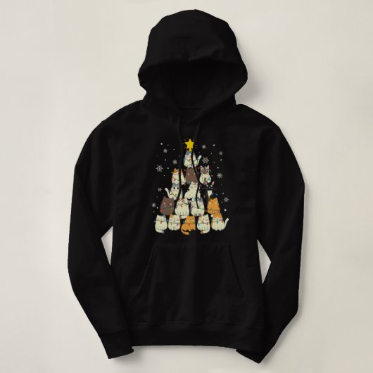 Pull À Capuche Chats Arbre de Noël Drôle Noël Chat 73 (Design devant)