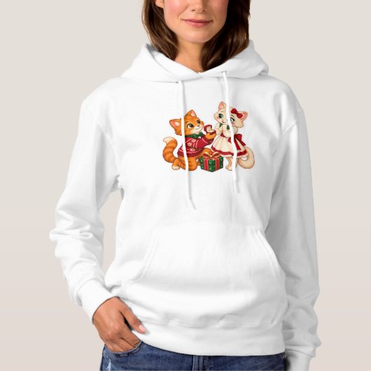 Pull À Capuche Chats de proposition de Noël Engagement Design (Devant)
