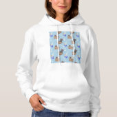 Pull À Capuche Chats en boîte et gouttes de lait sur bleu (Devant)