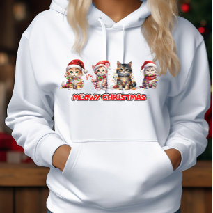 Pull À Capuche Chats en chapeaux de Santa et lumières Noël de la 