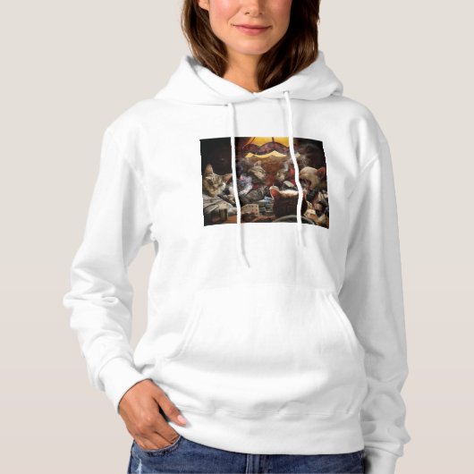 Pull À Capuche Chats jouant au poker (Devant)