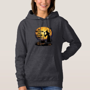Pull À Capuche Chaudière de lune d'Halloween de bonne sorcière_1
