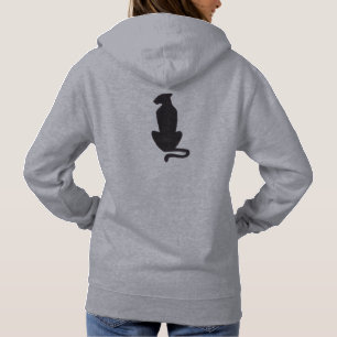 Pull À Capuche Chemise à capuche grise silhouette de chat noir fe