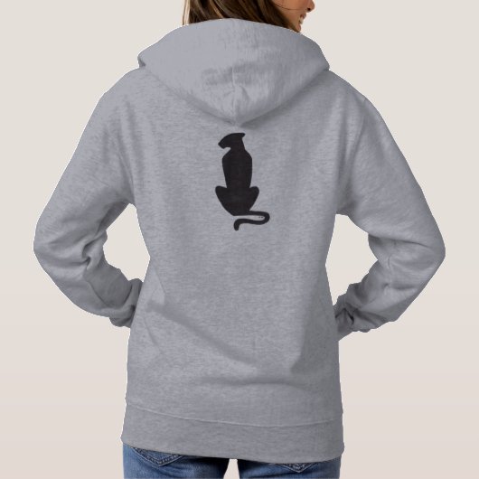 Pull À Capuche Chemise à capuche grise silhouette de chat noir fe (Dos)