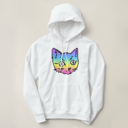 PULL À CAPUCHE CHEMISE À CAPUCHE VIDEO KITTY CAT EN PIXELS (Design devant)