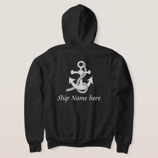 Pull À Capuche Chemise - Ancre de navire avec nom (dos) (Couchage Retour)