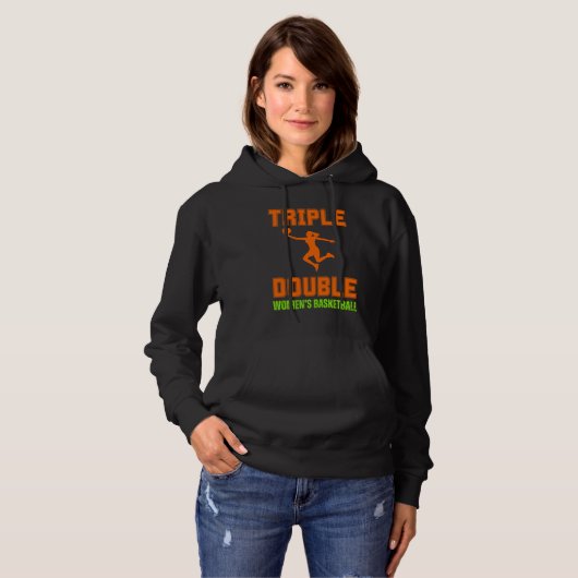 Pull À Capuche Chemise de basket-ball triple double femme (Devant entier)