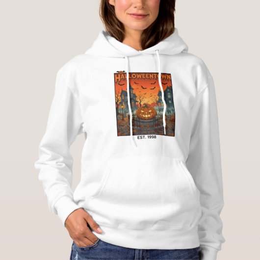 Pull À Capuche Chemise Rétro Halloweentown Citrouille | Classique (Devant)