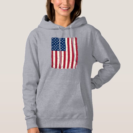 Pull À Capuche Chemise vectorielle du drapeau américain en détres (Devant)