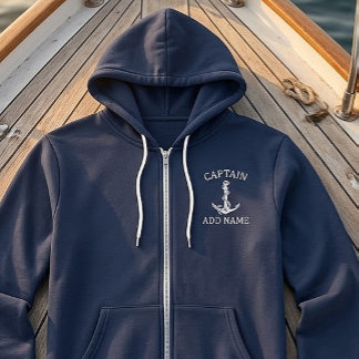 Pull À Capuche Chemise Vintage Nom du Capitaine Corde d'Ancre Nau