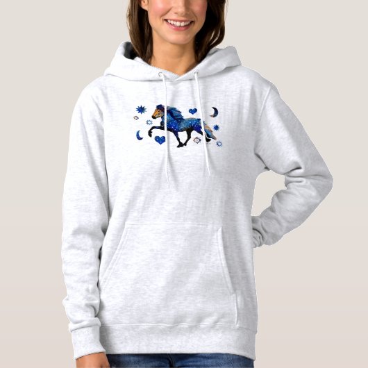 Pull À Capuche Cheval islandais Nuit étoilée (Devant)