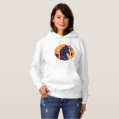 Pull À Capuche Cheval noir de dessin animé avec fond vibrant (Devant entier)
