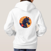 Pull À Capuche Cheval noir de dessin animé avec fond vibrant (Dos)