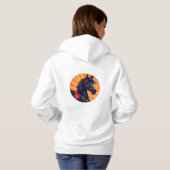 Pull À Capuche Cheval noir de dessin animé avec fond vibrant (Dos entier)