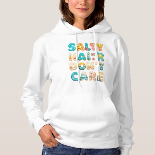 Pull À Capuche Cheveux salés - Gras Vibes de plage Graphique (Devant)