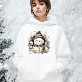 Pull À Capuche Chic Snowman: Black and Gold Holiday Charm