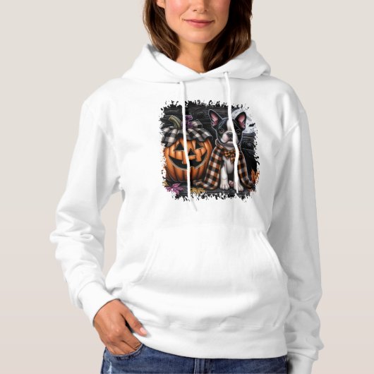 Pull À Capuche Chien Boston Terrier Halloween (Devant)