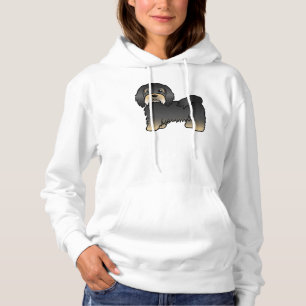 Pull À Capuche Chien Caricature Cute, Noir Et Tan Havanais