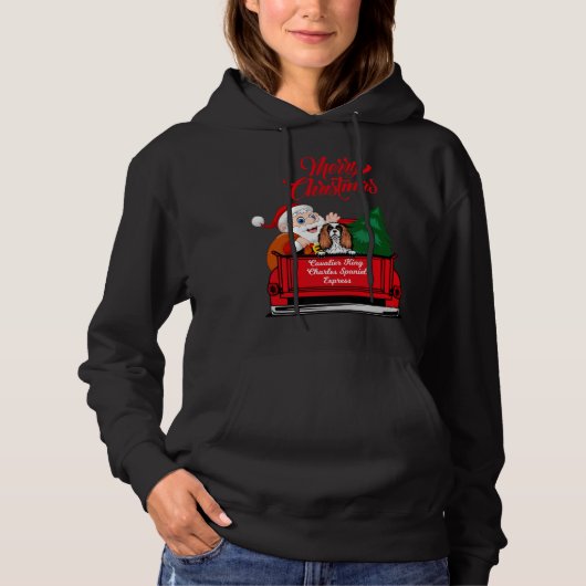 Pull À Capuche Chien Cavalier King Charles Spaniel Père Noël Cami (Devant)