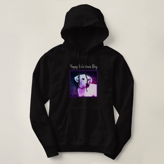 Pull À Capuche Chien chiot blanc mignon Valentine's Day Purple (Design devant)