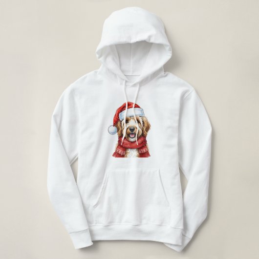 Pull À Capuche Chien Doodle Mignon Chapeau et Écharpe de Noël de  (Design devant)