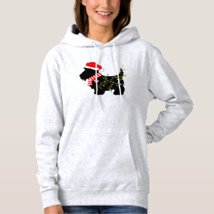 Pull À Capuche Chien écossais de Noël avec lumières
