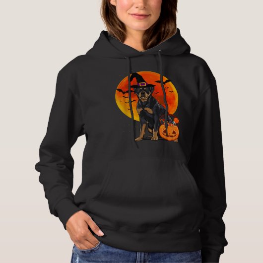 Pull À Capuche Chien Halloween Rottweiler Jack-o'-lantern Citroui (Devant)