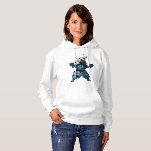 Pull À Capuche Chien Knows Karate transformé (Devant entier)