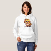 Pull À Capuche Chien Pomeranian Masque de Citrouille (Devant entier)