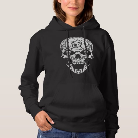 Pull À Capuche Chien Poodle Crâne Costume Halloween (Devant)