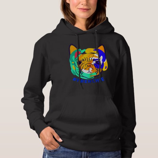 Pull À Capuche Chien-taureaux français coloré (Devant)
