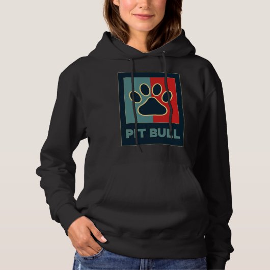 Pull À Capuche Chiens Pitbull Cool Retro Pit Bull Chien Lover Paw (Devant)