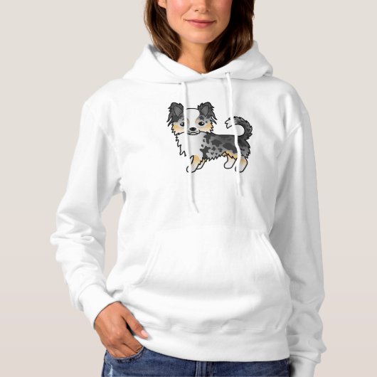 Pull À Capuche Chihuahua à poil long Blue Merle Chien de dessin a (Devant)