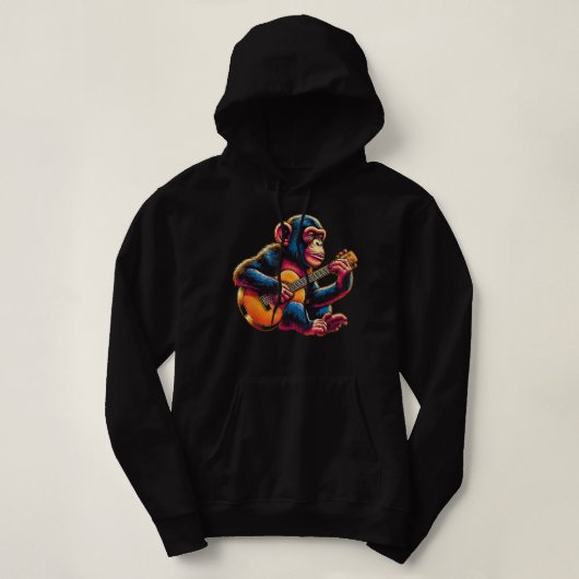 Pull À Capuche Chimpanzé Jouer Guitare Chimps Singe Guitariste (Design devant)