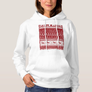 Pull À Capuche Christmas deer ,trees and snow hoodie for women 