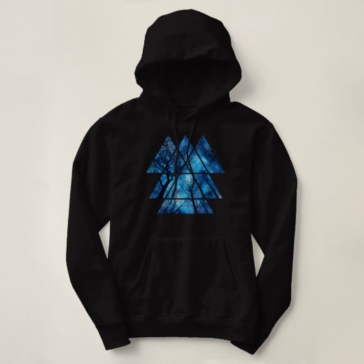 Pull À Capuche Ciel géométrique des arbres de nuit Nature Graphi (Design devant)