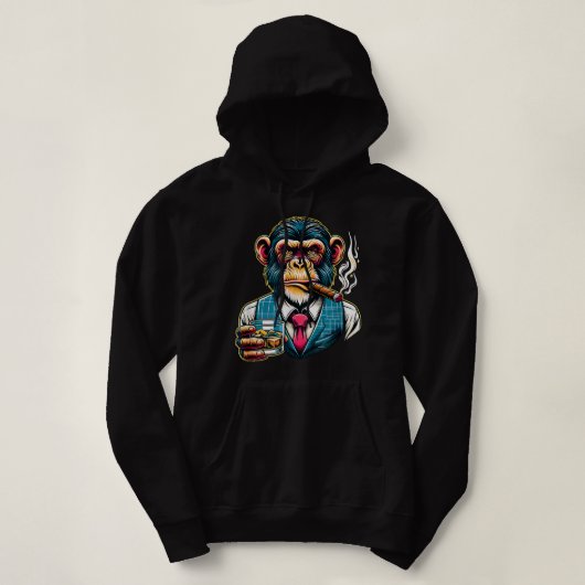 Pull À Capuche Cigre Chimpanzé Et Whiskey (Design devant)