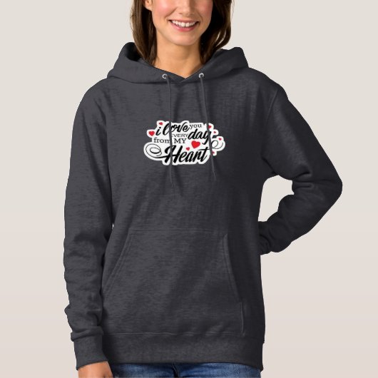 Pull À Capuche Citation d'amour romantique (Devant)