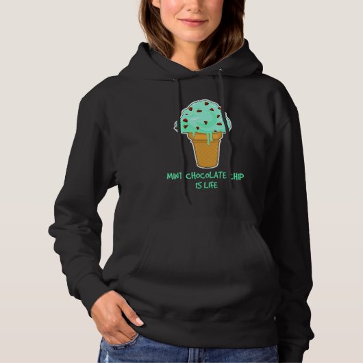 Pull À Capuche Citation de crème glacée Vie Monnaie de chocolat (Devant)