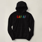 Pull À Capuche Citation de Gay pride gay AF Rainbow Queer disant (Design devant)