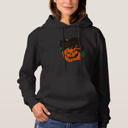 Pull À Capuche Citrouille de lanterne de chat de Jack O Lantern d (Devant)