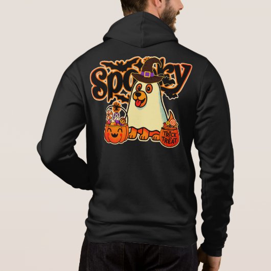 Pull À Capuche Citrouille d'Halloween fantôme (Dos)
